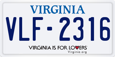 VA license plate VLF2316