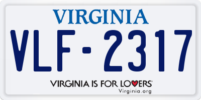 VA license plate VLF2317
