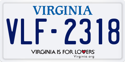 VA license plate VLF2318