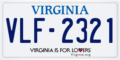 VA license plate VLF2321