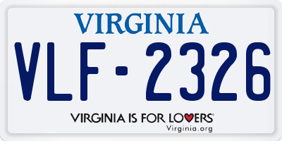 VA license plate VLF2326