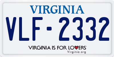 VA license plate VLF2332