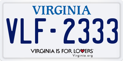 VA license plate VLF2333