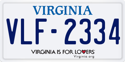 VA license plate VLF2334