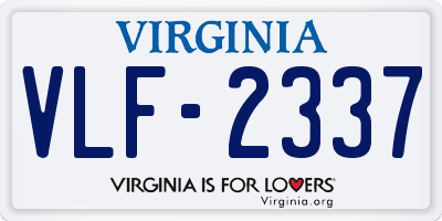 VA license plate VLF2337