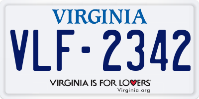 VA license plate VLF2342