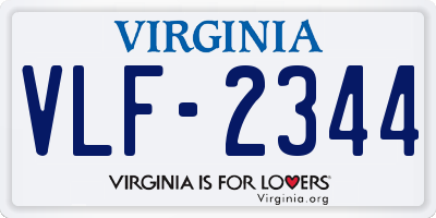 VA license plate VLF2344