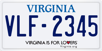 VA license plate VLF2345