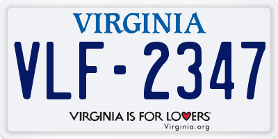 VA license plate VLF2347
