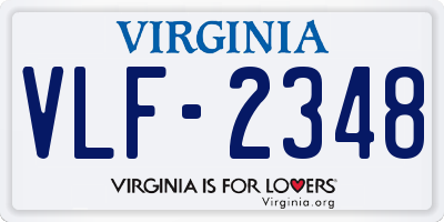 VA license plate VLF2348