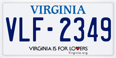 VA license plate VLF2349