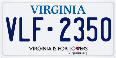 VA license plate VLF2350