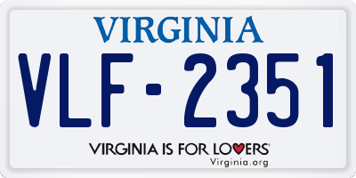 VA license plate VLF2351