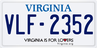VA license plate VLF2352