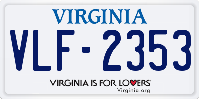 VA license plate VLF2353