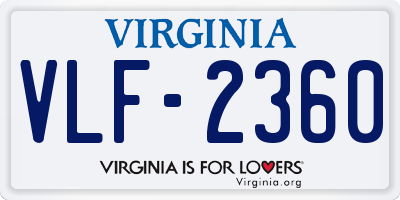 VA license plate VLF2360