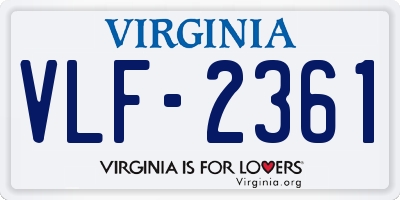 VA license plate VLF2361