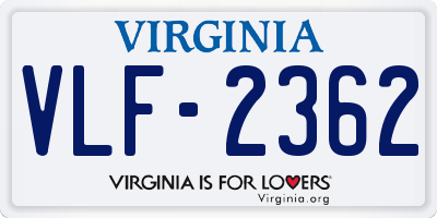 VA license plate VLF2362