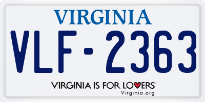 VA license plate VLF2363
