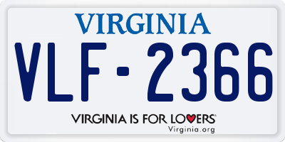 VA license plate VLF2366