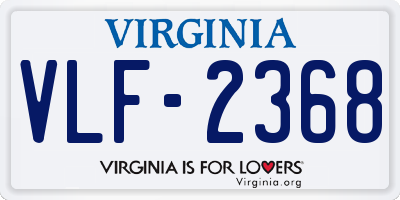 VA license plate VLF2368