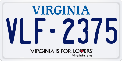 VA license plate VLF2375