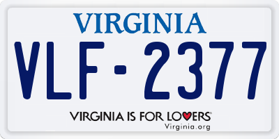 VA license plate VLF2377