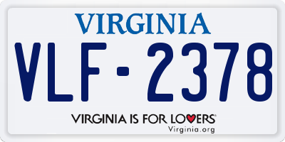 VA license plate VLF2378