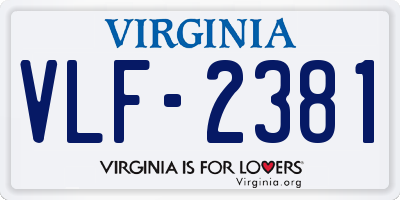 VA license plate VLF2381