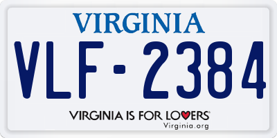 VA license plate VLF2384