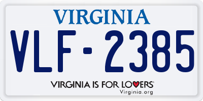 VA license plate VLF2385