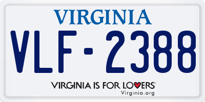 VA license plate VLF2388