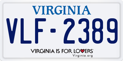 VA license plate VLF2389