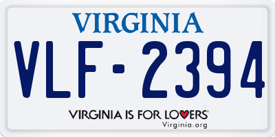 VA license plate VLF2394
