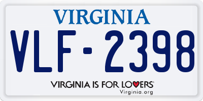 VA license plate VLF2398
