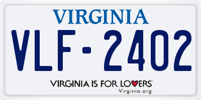 VA license plate VLF2402