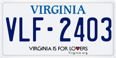 VA license plate VLF2403