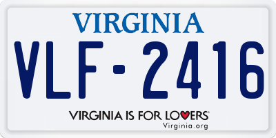 VA license plate VLF2416