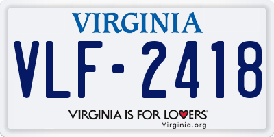 VA license plate VLF2418