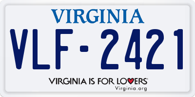VA license plate VLF2421