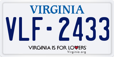 VA license plate VLF2433