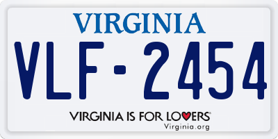 VA license plate VLF2454
