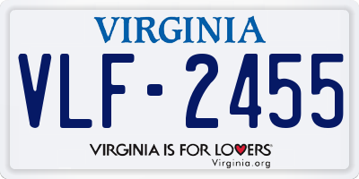 VA license plate VLF2455