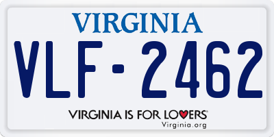 VA license plate VLF2462