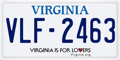 VA license plate VLF2463