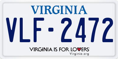VA license plate VLF2472