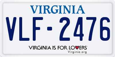 VA license plate VLF2476