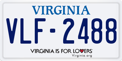 VA license plate VLF2488