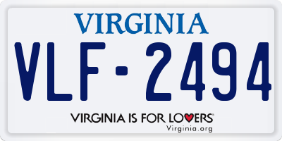 VA license plate VLF2494