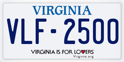 VA license plate VLF2500